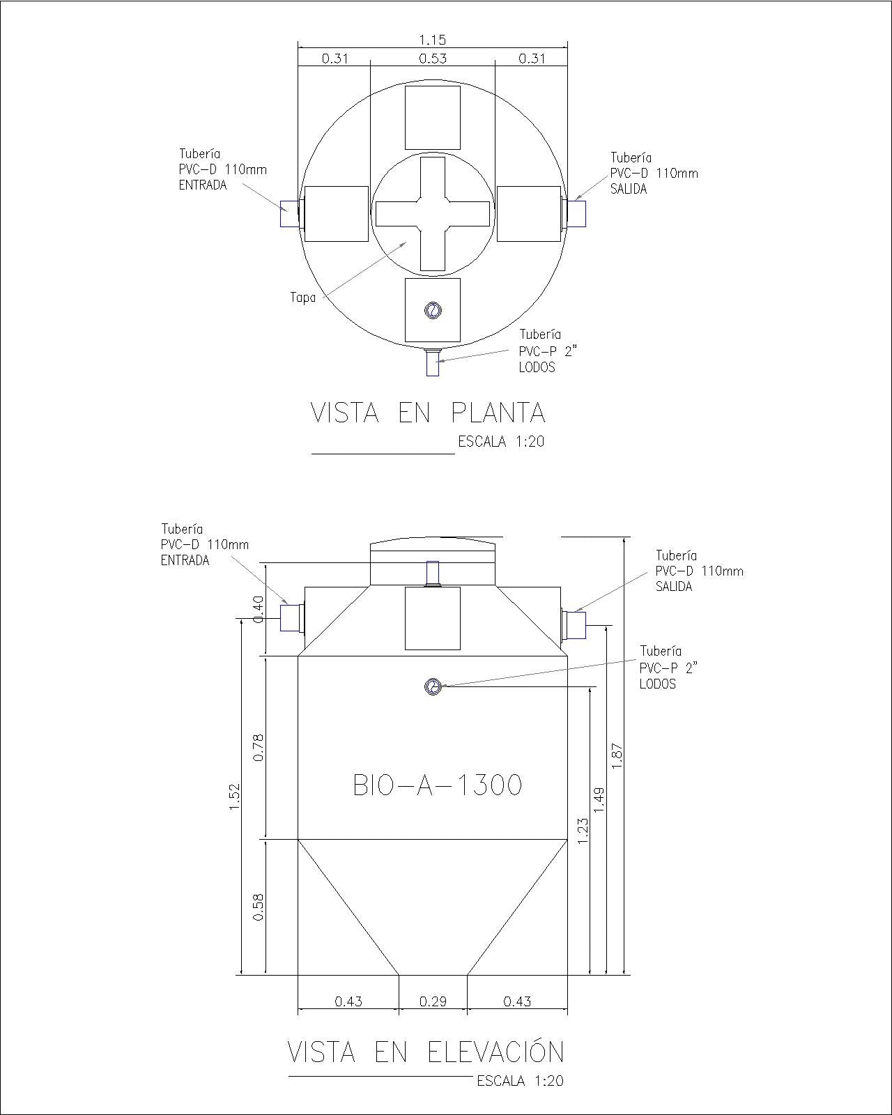 BIODIGESTOR AUTOLIMPIABLE 1300 LITROS