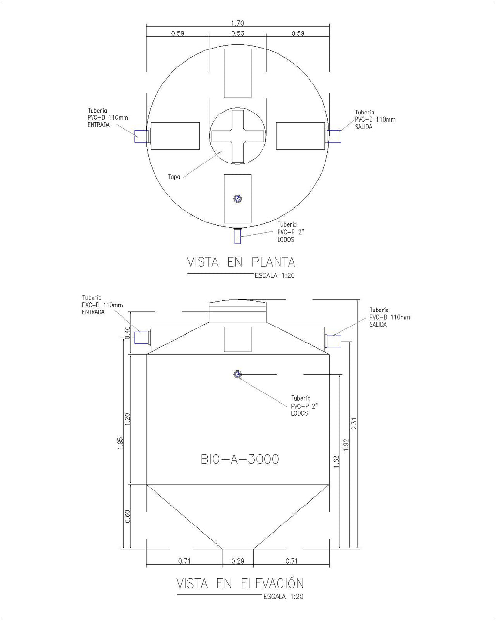 BIODIGESTOR AUTOLIMPIABLE 3000 LITROS