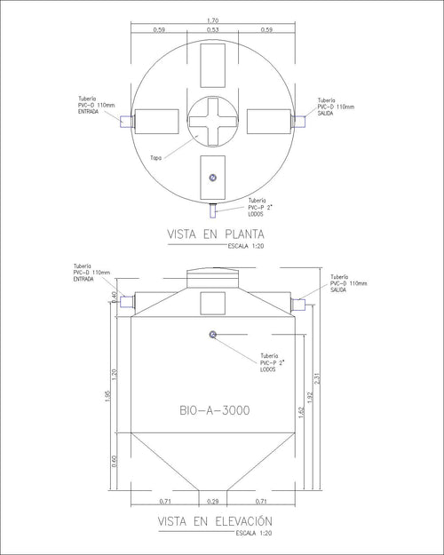 BIODIGESTOR AUTOLIMPIABLE 3000 LITROS