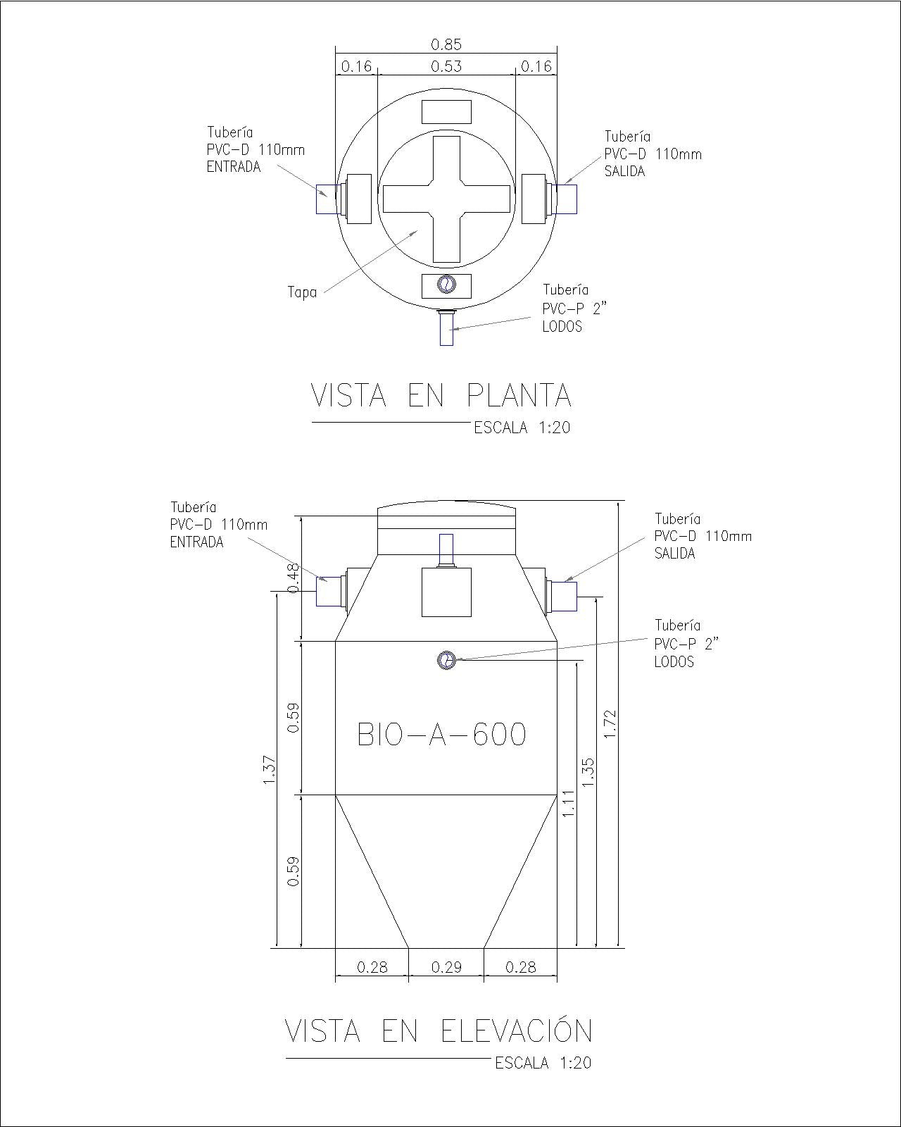 BIODIGESTOR AUTOLIMPIABLE 600 LITROS
