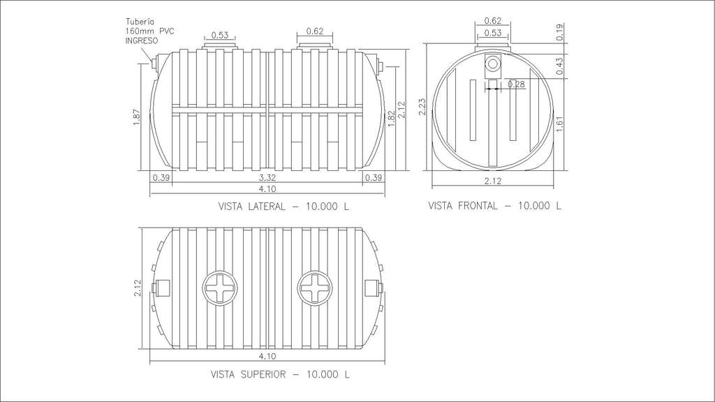 BIODIGESTOR HORIZONTAL MAX - REFORZADO 10,000 LITROS