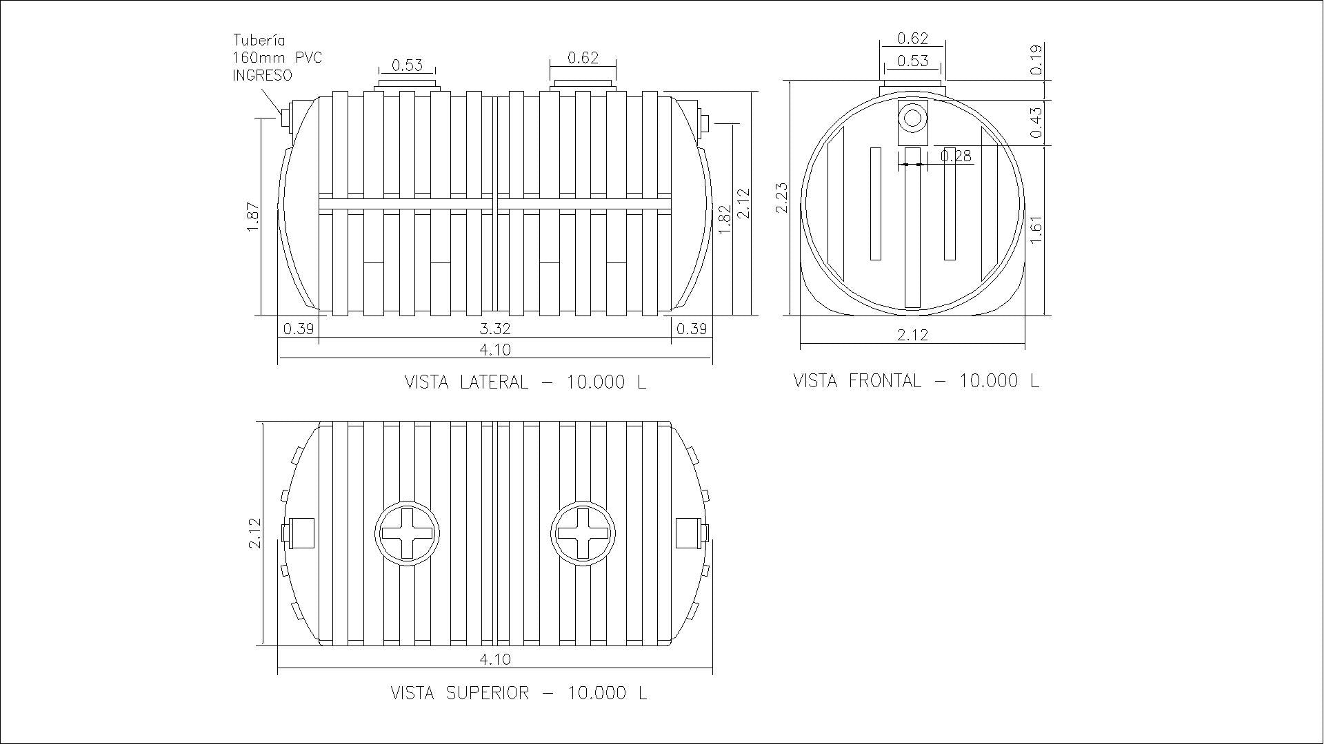 BIODIGESTOR HORIZONTAL MAX - REFORZADO 10,000 LITROS